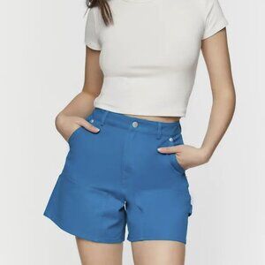 Twill Mid-Rise Bermuda Shorts Teal